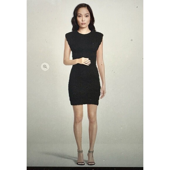 NWT Sabina Musayev Bamboo Cut Out Mini Dress Size S Black Anthropologie Padded - Picture 1 of 5